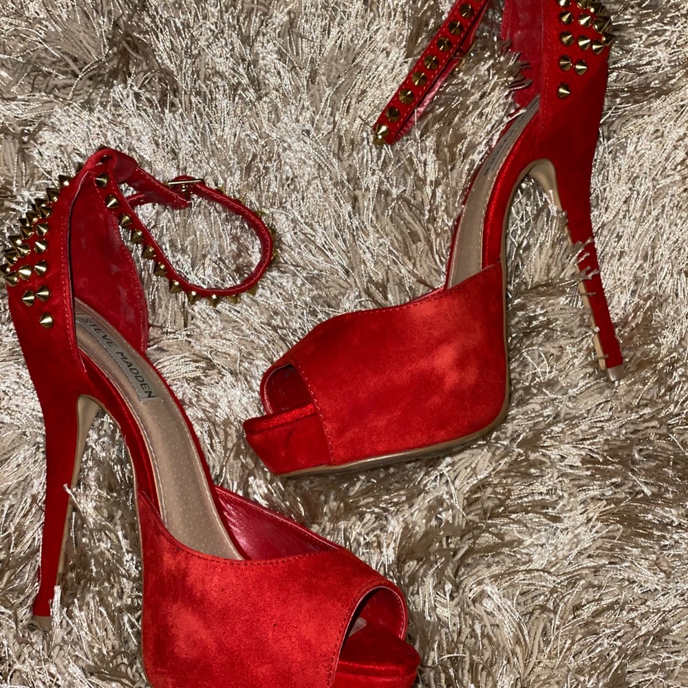 Hazard Red Suede Stiletto